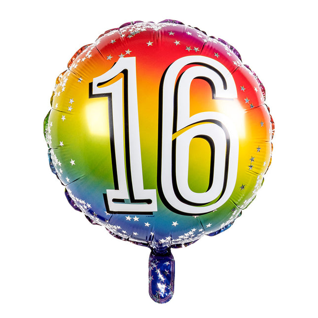 Palloncino numero arcobaleno 16 anni 45 cm