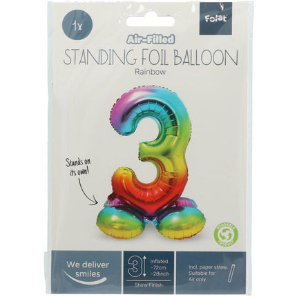 Palloncino in foil Figura 3 Arcobaleno con supporto 72 cm