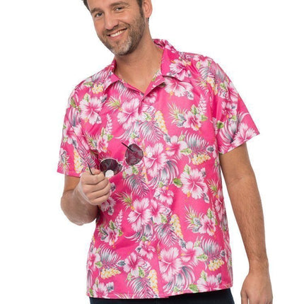 Camicia hawaiana rosa