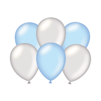 Palloncini argento/blu metallizzati 30 cm 6 pezzi