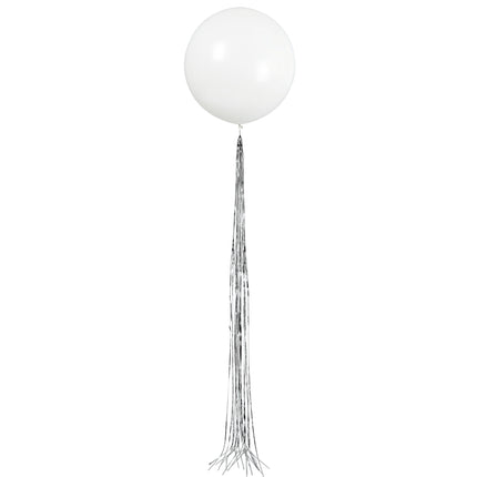 Palloncino bianco con ghirlanda di nappe 61 cm