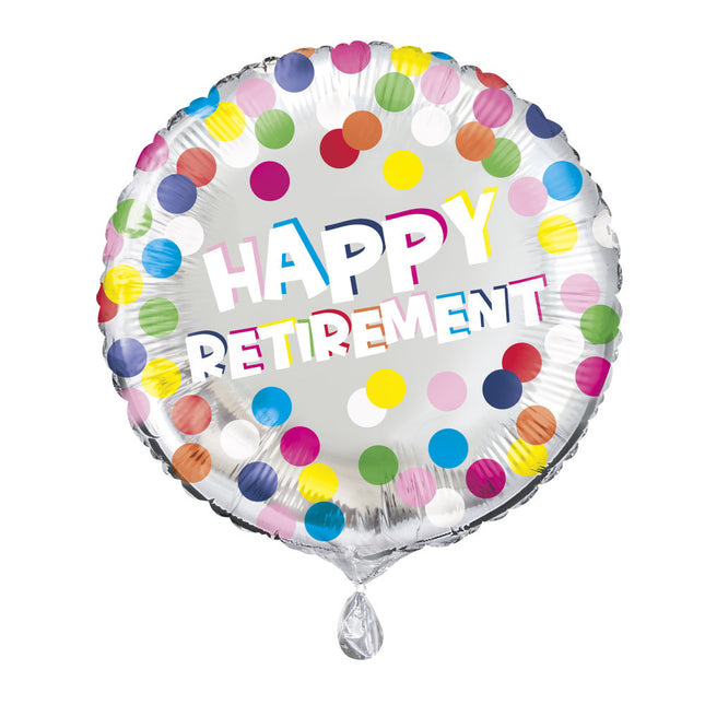 Palloncino ad elio Happy Retirement colorato 45cm vuoto.