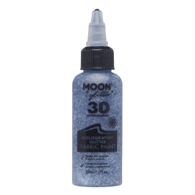 Moon Glitter Holographic Glitter Fabric Paint Nero 30 ml