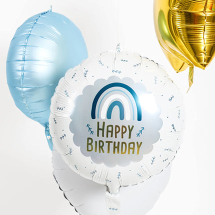 Palloncino ad elio Happy Birthday Arcobaleno Blu Vuoto 45cm