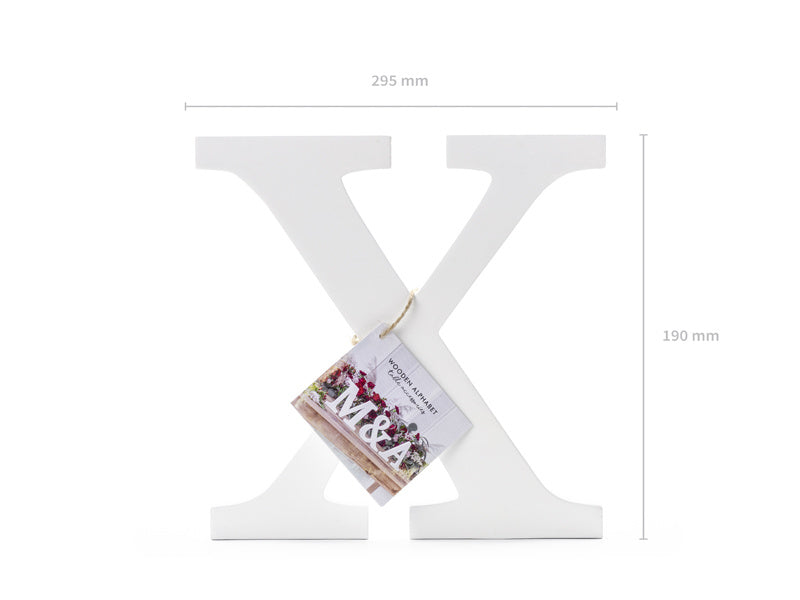 Lettera X bianca in legno 19,5 cm