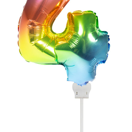 Palloncino in foil Figura 4 Arcobaleno 36 cm con bastoncino