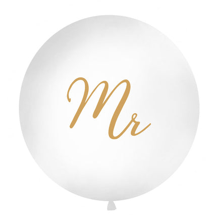 Palloncino bianco Mr Gold 1m