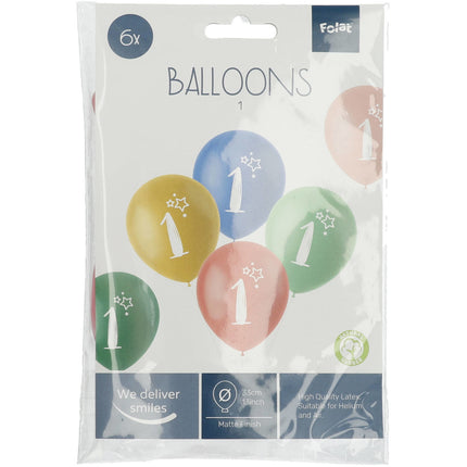 Palloncini 1 anno colorati 33cm 6pz