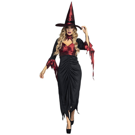 Costume da strega di Halloween rosso M