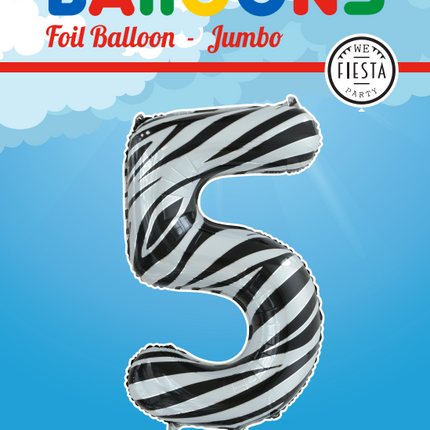 Palloncino in foil Figura 5 Zebra XL 86cm vuoto