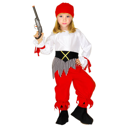 Costume da pirata bianco rosso per bambina