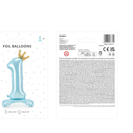 Palloncino Foil Figura 1 Azzurro Standard Vuoto 84cm