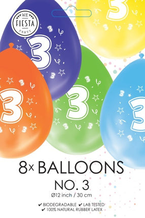 Palloncini colorati 3 anni 30 cm 8 pezzi