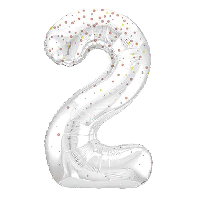 Palloncino figura 2 anni a pois bianchi 86 cm