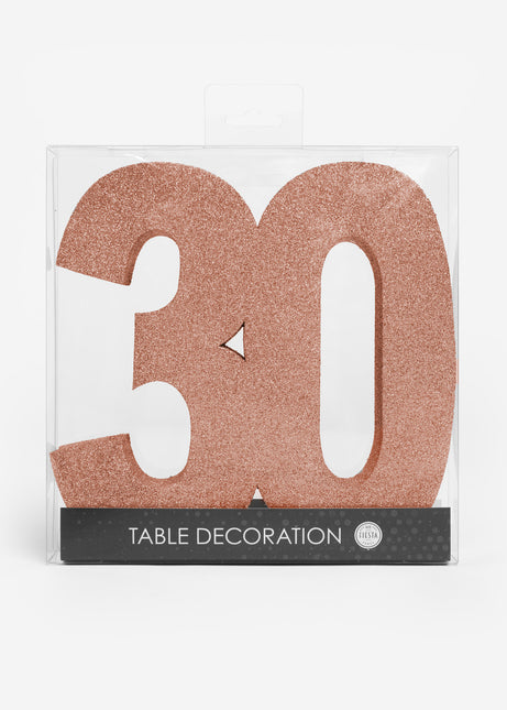 Decorazione da tavolo oro rosa Figura 30 Glitter 20,5 cm