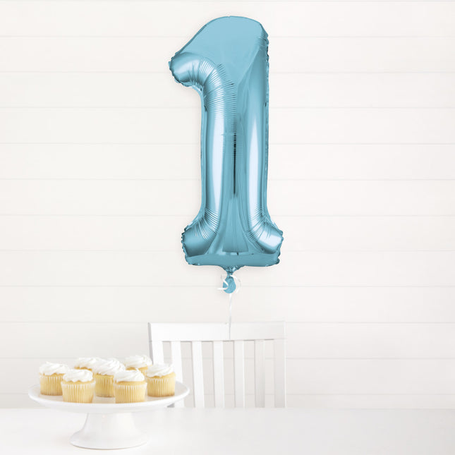 Palloncino Foil Figura 1 Azzurro XL 86cm vuoto