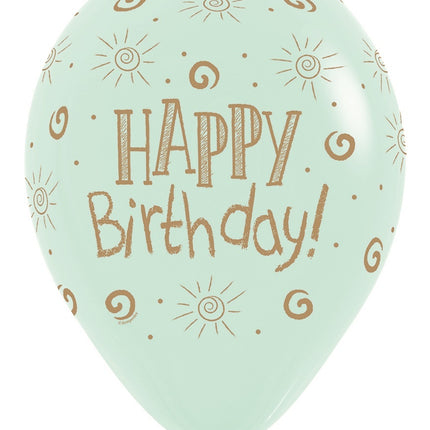 Palloncini Happy Birthday Sun Pastel Matte Mix 30cm 25pz