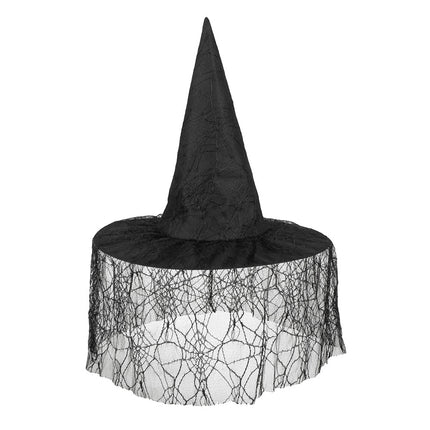 Cappello da strega di Halloween Velo nero