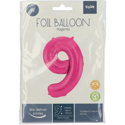 Palloncino Foil Figura 9 Fucsia Metallizzato XL 86cm vuoto