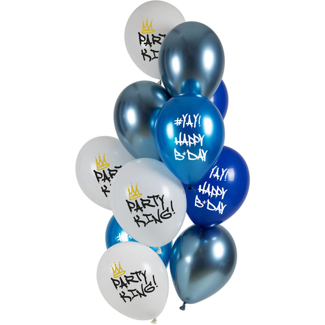 Palloncini Happy Birthday Party King 33cm 12pz