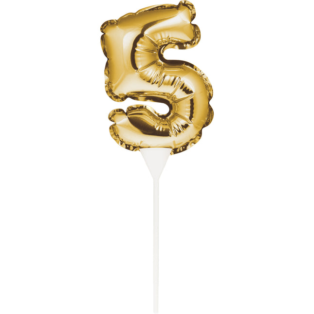 Cake topper oro 5 anni Palloncino in foil 13cm