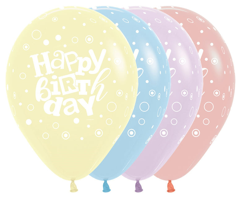 Palloncini Happy Birthday Festival Pastello Matte Mix 30cm 25pz