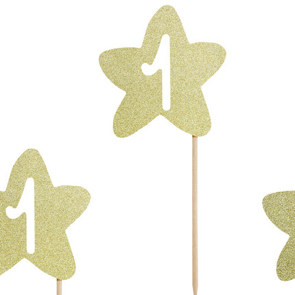 Cake Toppers 1 Anno Oro 6 pezzi