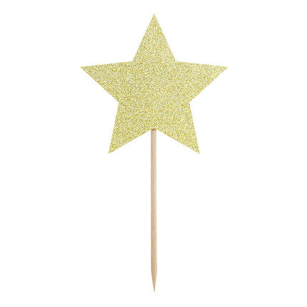 Cake topper Stelle oro 11,5 cm 6 pezzi