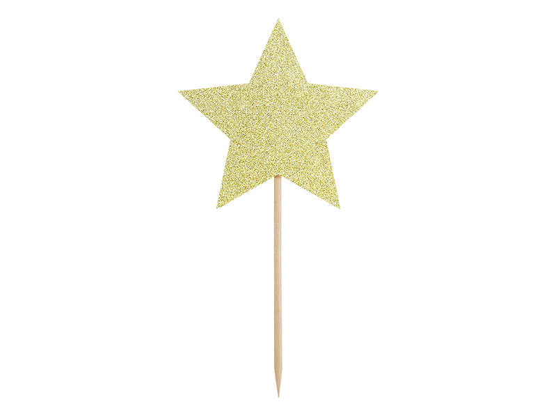 Cake topper Stelle oro 11,5 cm 6 pezzi