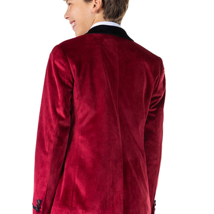 Blazer in velluto rosso bordeaux da ragazzo OppoSuits