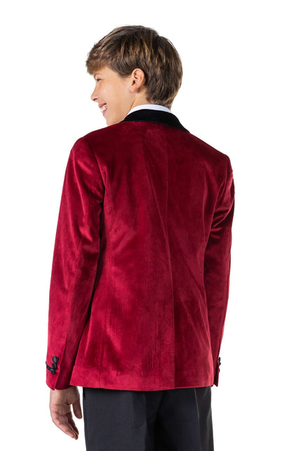 Blazer in velluto rosso bordeaux da ragazzo OppoSuits