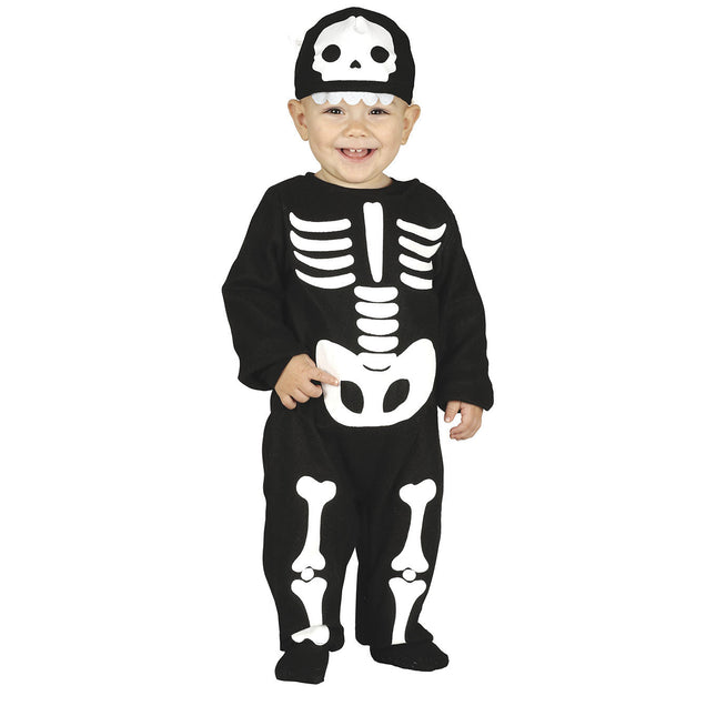 Costume di Halloween da scheletro per bambino bianco e nero