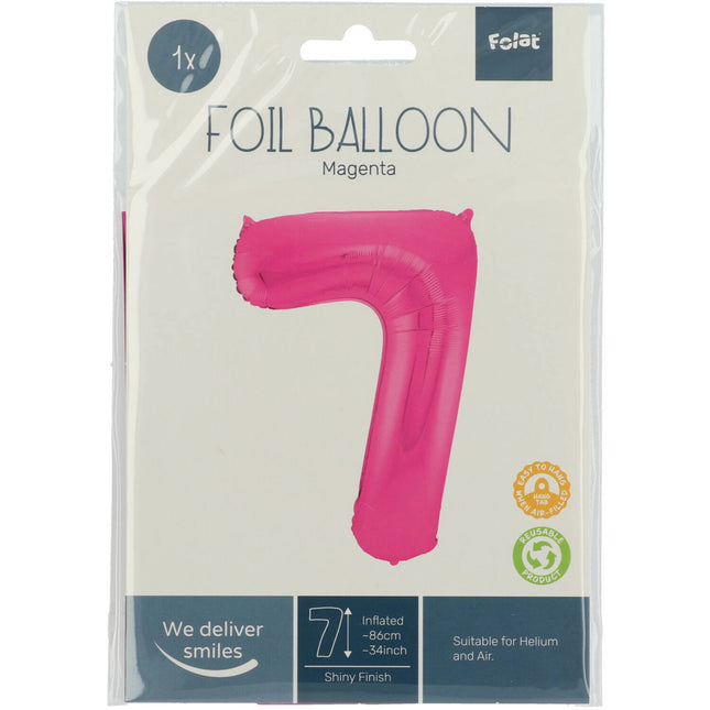 Palloncino Foil Figura 7 Fucsia Metallizzato XL 86cm vuoto