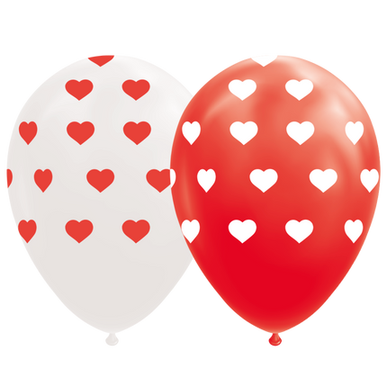 Palloncini cuore rosso bianco 30,5 cm 8 pezzi