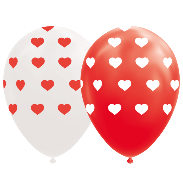 Palloncini cuore rosso bianco 30,5 cm 8 pezzi