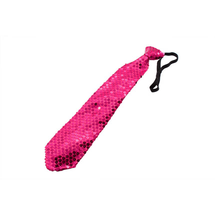 Cravatta fucsia glitterata con luci