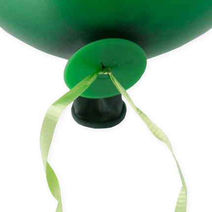 Clip a sgancio rapido per palloncini verde con nastro 100 pezzi