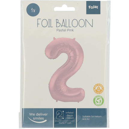 Palloncino Foil Figura 2 Rosa Pastello XL 86cm vuoto