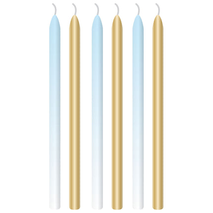 Candele Azzurro Oro 12cm 6pz