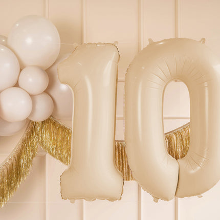 Palloncino in foil Numero ''1'', 72 cm, beige