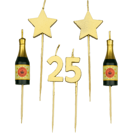 Candele 25 anni Champagne 17,5 cm