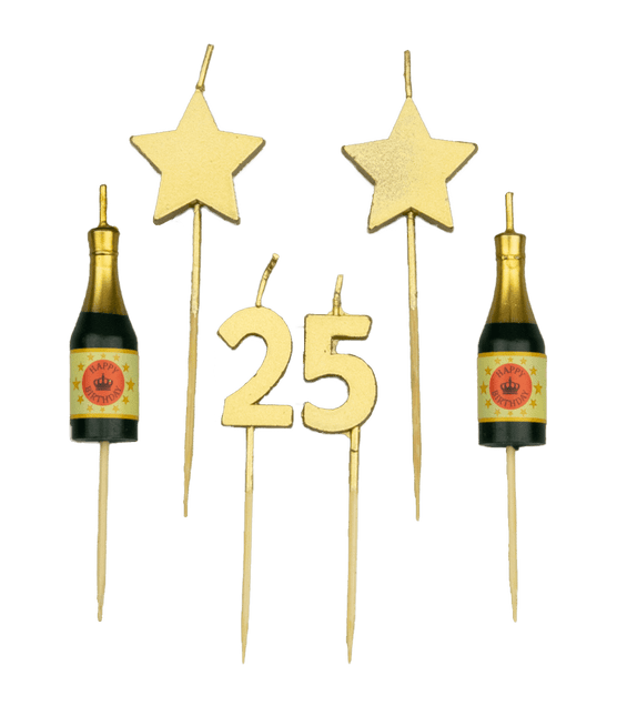 Candele 25 anni Champagne 17,5 cm