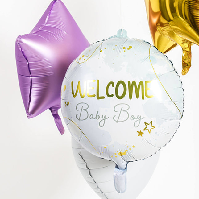 Palloncino ad elio Welcome Baby Boy Blu Vuoto 45cm