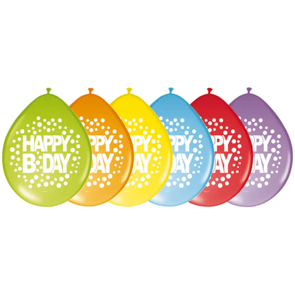 Palloncini di compleanno Happy Birthday Dots 30cm 8pz