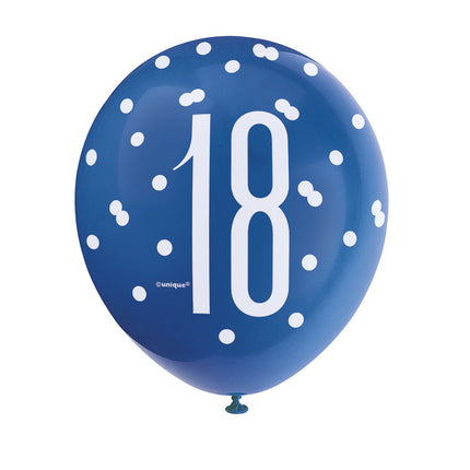 Palloncini 18 anni a pois blu 30 cm 6 pezzi