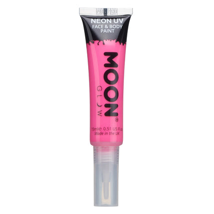 Moon Glow Neon UV Face Paint con pennello applicatore Rosa intenso 15ml