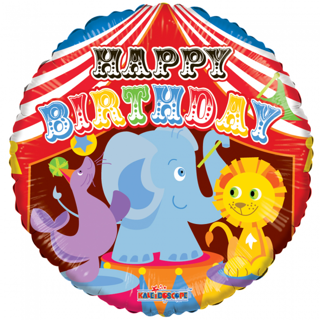 Palloncino ad elio Happy Birthday Circus 45cm vuoto