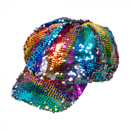 Cappello Glitter reversibile Argento Arcobaleno 31 cm