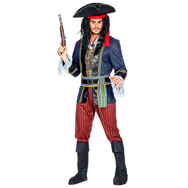 Costume da pirata rosso blu uomo