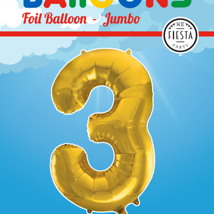 Pallone Foil Figura 3 Gold XL 86cm vuoto